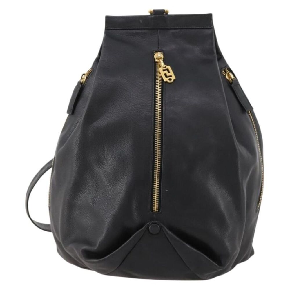 Versace Vintage Leather Black Leather Shoulder Bag Bag